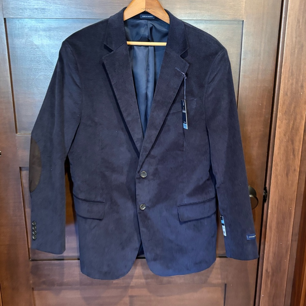 Stafford Stretch Comfort Classic Fit Mid Navy Corduroy Sport Coat Blazer